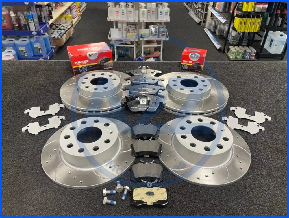 VW POLO MK5 1.4GTi 6R BRAKE DISC CROSS DRILLED GROOVED BRAKE PAD FRONT REAR