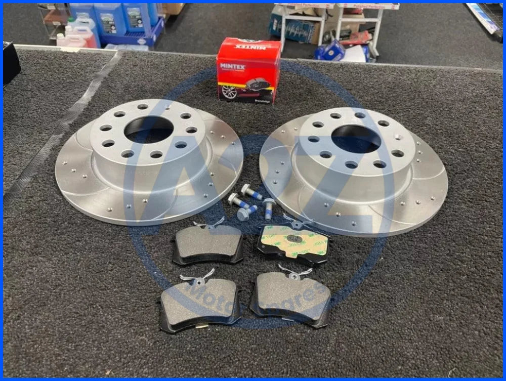 VW POLO MK5 1.4GTi 6R BRAKE DISC CROSS DRILLED GROOVED BRAKE PAD FRONT REAR