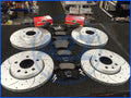 VW TRANSPORTER T5 T32 CROSS DRILLED GROOVED BRAKE DISC MINTEX PADS FRONT REAR